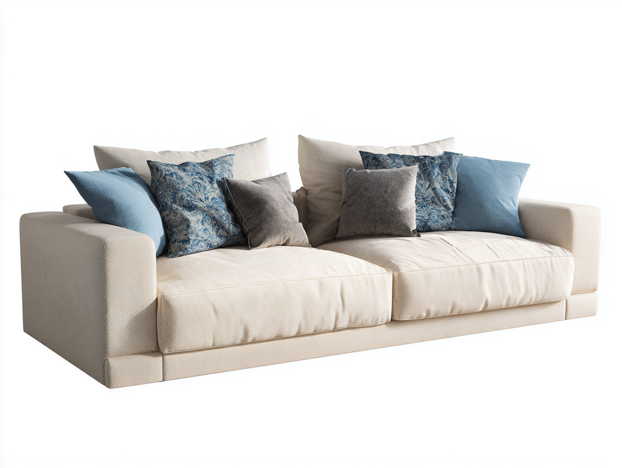 Zweisitzer Sofa Strukturstoff 212x96x72 cm - Creme - modernes Design für Wohnzimmer