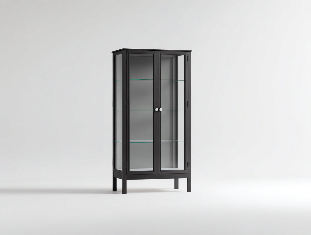 Vitrinen Holzwerkstoff Glas 85x36x170 cm - schwarz - modernes Design