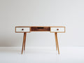 Schreibtisch Holzwerkstoff 125x50x76 cm - weiß-holzfarben - mit 3 Schubladen für Arbeitszimmer