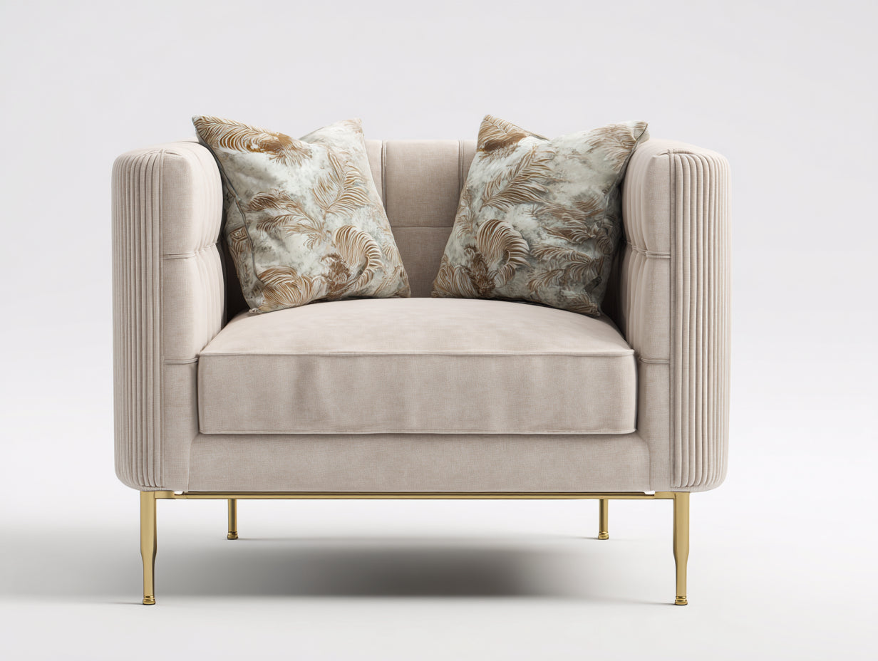 Sessel Samtstoff 110x91x84 cm - Beige - modernes Design für Wohnzimmer