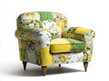Sessel Patchwork Stoff 104x94x86 cm - Gelb-Grün - klassisches Design für Wohnzimmer