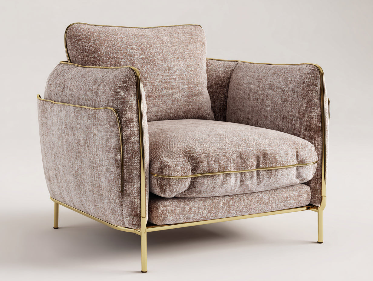 Sessel Stoff Metallgestell 85x80x75 cm Beige für Wohnzimmer - moderner Loungesessel