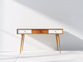 Schreibtisch Holzwerkstoff 135x48x75 cm - Natur-Weiß - skandinavisches Design für Büro