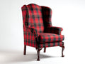 Sessel Ohrensessel Stoff 78x82x112 cm - Rot-Schwarz - klassisches Karomuster