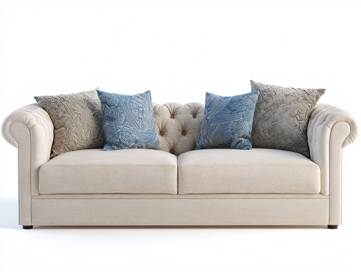 Zweisitzer Sofa Stoff 210x92x82 cm - Beige - Chesterfield Design für Wohnzimmer