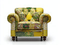 Sessel Chesterfield Stoff 108x90x88 cm - Gelb-Grün - Patchwork Design