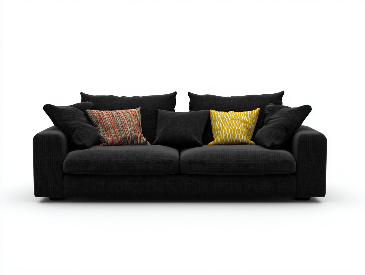 Zweisitzer Sofa Stoff 186x92x78 cm - Schwarz - modernes Design