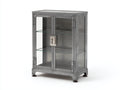 Vitrinen Metallschrank 78x38x110 cm - grau-transparent - mit 2 Glastüren