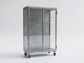 Vitrinen Rollvitrine Metall und Glas 78x36x128 cm - Silber - industrielles Design für Wohnzimmer