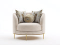 Sessel Stoff Metallgestell 100x95x78 cm Beige für Wohnzimmer - runder Lounge Sessel