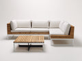 Gartensofa Holz und Metall 245x180x70 cm - Natur-Weiß - modernes Design für Garten