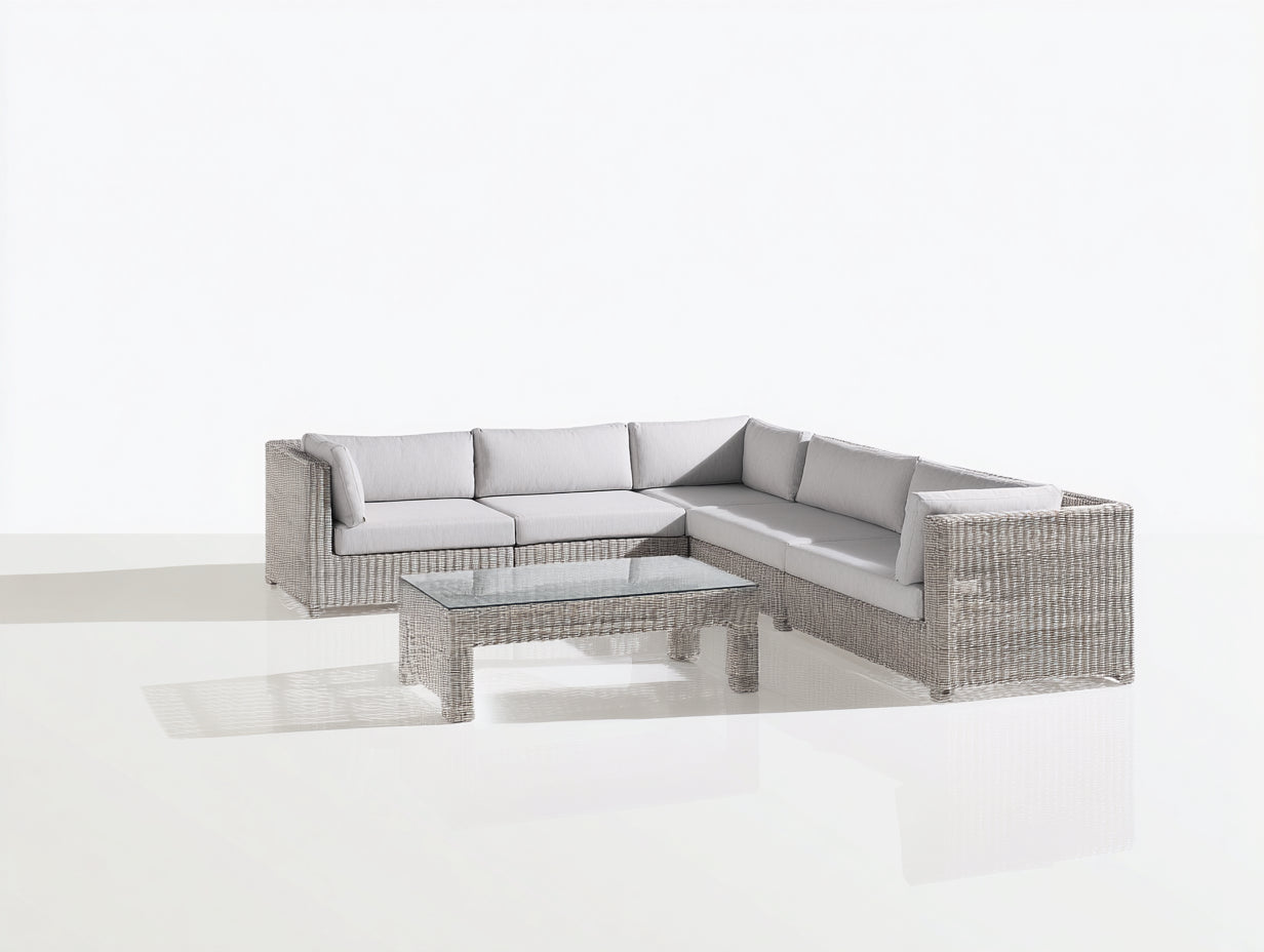 Gartensofa Polyrattan Lounge-Set 260x260x78 cm - Hellgrau - Modernes Design für Terrasse und Garten