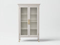 Vitrinen Standvitrine Holzwerkstoff 90x38x170 cm - Cremeweiß - klassisches Design mit Glastüren