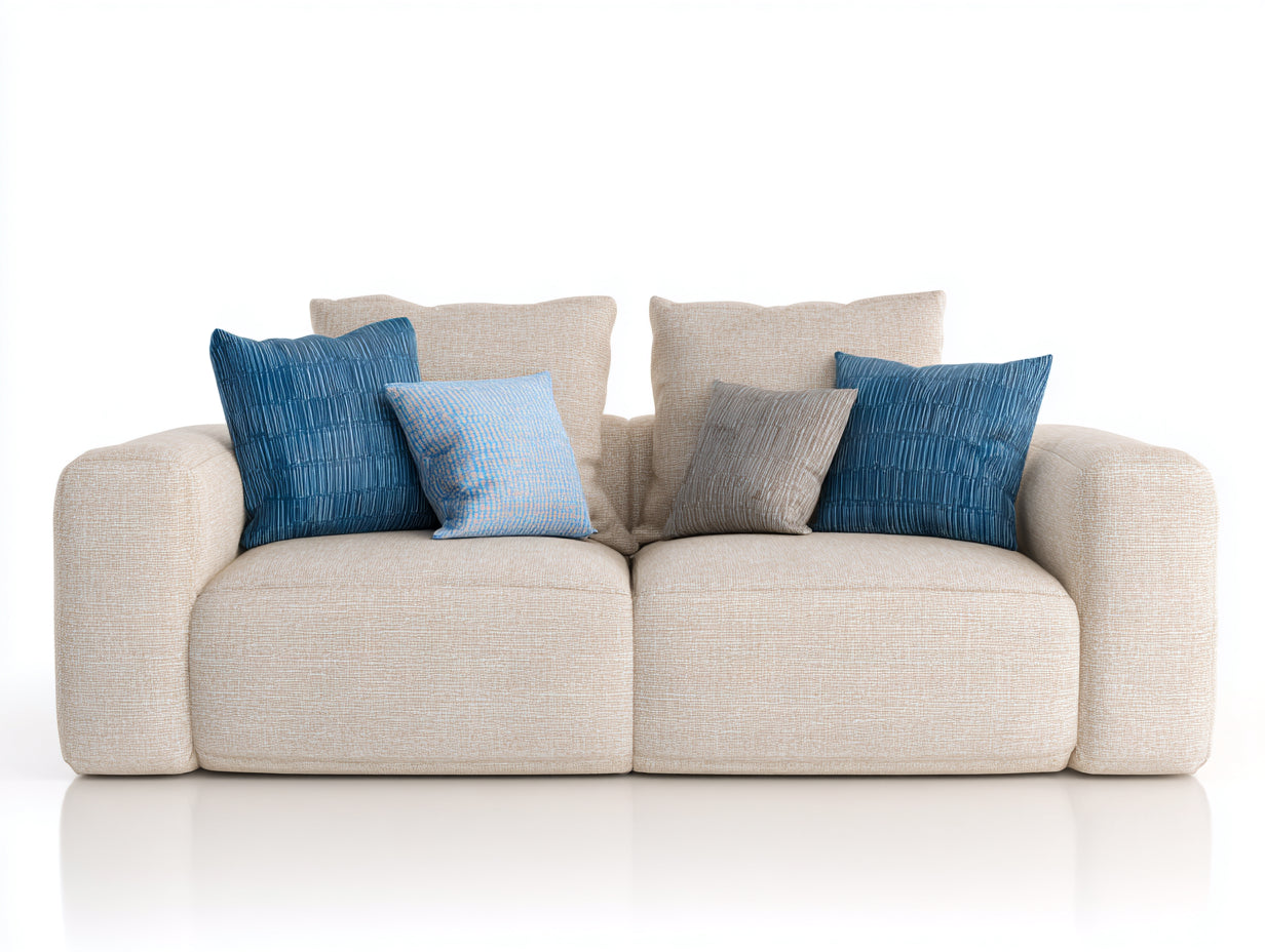 Zweisitzer Sofa Stoff 220x100x78 cm Hellbeige für Wohnzimmer - modernes 2-Sitzer Design