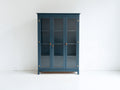 Vitrinen Holzschrank 120x42x178 cm - blau-transparent - mit 3 Glastüren
