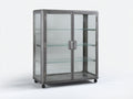 Vitrinen Metallschrank Glas 110x40x120 cm - Grau - Industrial Design mit Glastüren
