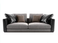 Zweisitzer Sofa Stoff Kunstleder 184x90x76 cm - Grau-Schwarz - modernes Design