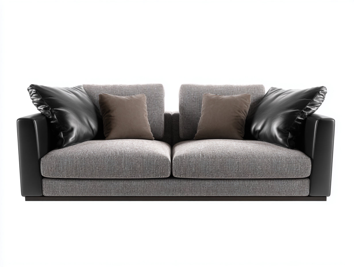 Zweisitzer Sofa Stoff Kunstleder 184x90x76 cm - Grau-Schwarz - modernes Design