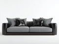 Zweisitzer Sofa Stoff Kunstleder 225x98x78 cm - grau-schwarz - breite Sitzfläche für Wohnzimmer