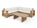 Gartensofa Ecksofa aus Massivholz 260x260x78 cm - Naturbraun-Cremeweiß - Rustikales Lounge-Design für Garten und Terrasse