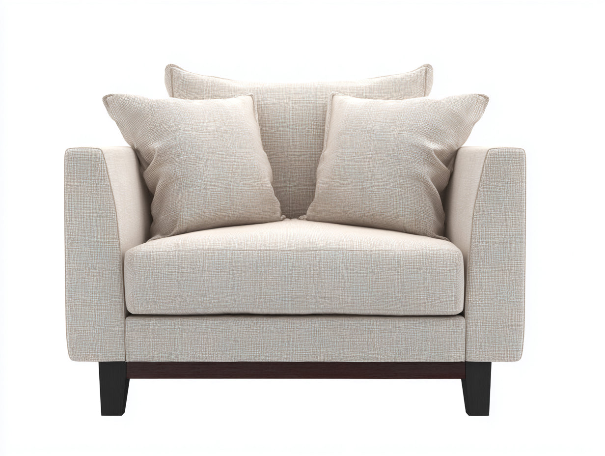 Sessel Stoff Holzbeine 100x90x78 cm Hellbeige für Wohnzimmer - moderner Komfortsessel