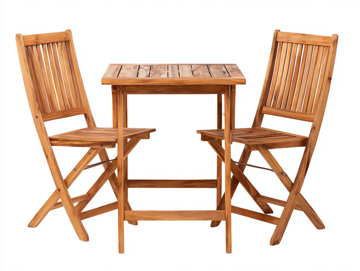 Garten Essgarnituren Massivholz 70x70x75 cm - Natur - klappbares Bistro Set