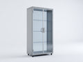 Vitrinen Metallschrank 85x40x180 cm - silber-transparent - mit Glastüren