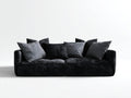 Zweisitzer Sofa Samtstoff 230x96x74 cm - schwarz - bodennahes Design für Wohnzimmer