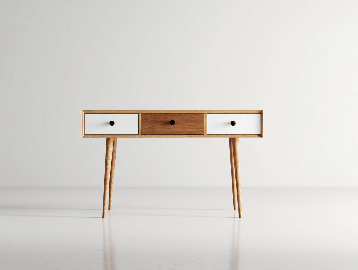 Schreibtisch Holzwerkstoff Holz 118x50x78 cm - Weiß-Originalholzfarbe - modernes Design