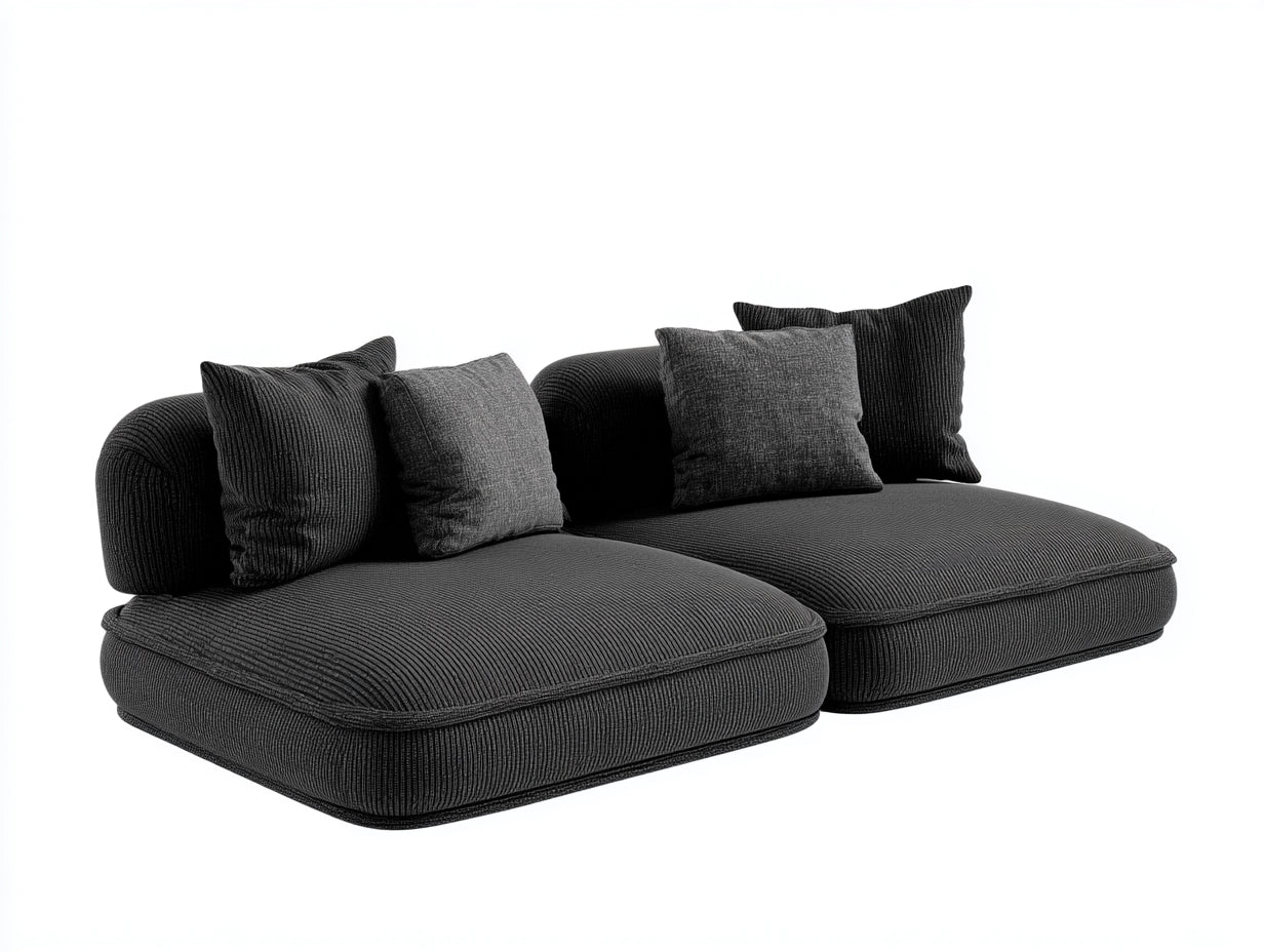 Zweisitzer Sofa Cordstoff 220x105x72 cm - dunkelgrau - bodennahes Design für Wohnzimmer